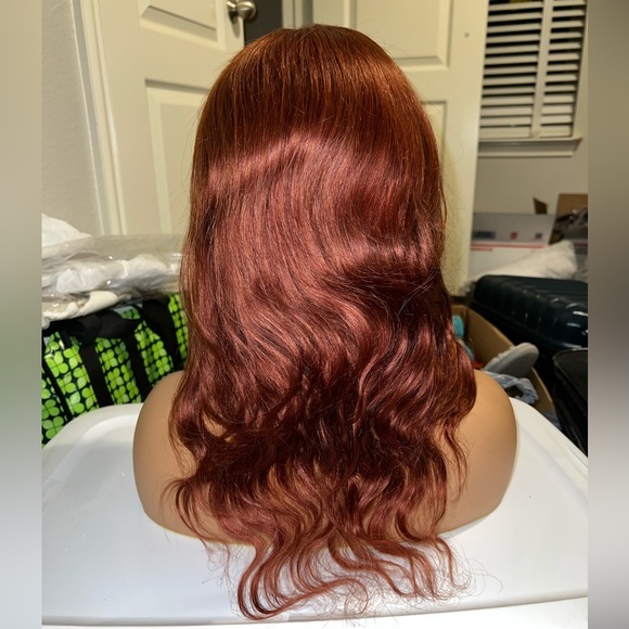 Human Hair Copper Red Bodywave Lace Closure Wig - Picture 14 of 15